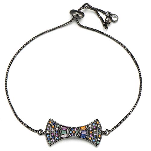 KCHSRKHXC Einzigartige geometrische Lüfterform Charm Prinzessin geschnitten Kubikzirkonia Kristall einstellbare Kette Frauen Juwely Geschenk von KCHSRKHXC