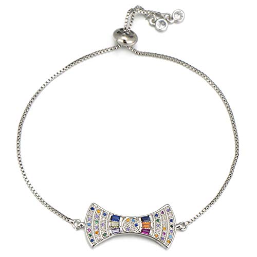 KCHSRKHXC Einzigartige geometrische Lüfterform Charm Prinzessin geschnitten Kubikzirkonia Kristall einstellbare Kette Frauen Juwely Geschenk von KCHSRKHXC
