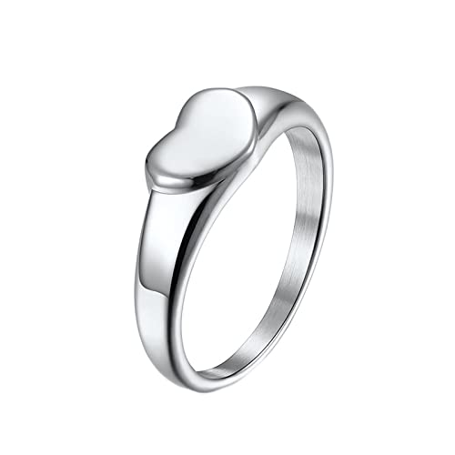 KCHSRKHXC Engagement Rings for Women Stainless Steel,Wedding Rings Engraved Woman Heart Ring for Women von KCHSRKHXC