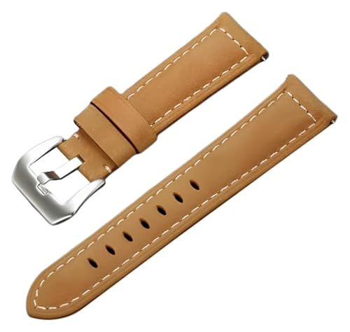 KCHSRKHXC Ersatzwächter 18/20/22/24mm Herren-verdickte gefrorene echte Leder-Uhrengurt mit schwerer Nadelschnalle (braun-schwarz, 18 mm) von KCHSRKHXC