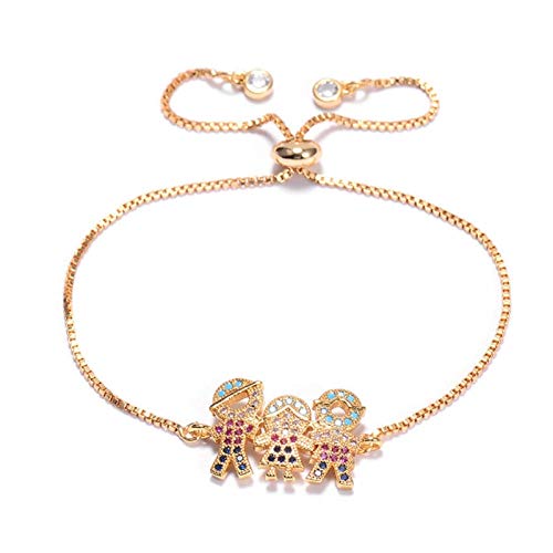 KCHSRKHXC Familie Kubik Zirkonia Charme Rose Farbe Verstellbare Kette Frauenschmuck Männer Männer von KCHSRKHXC