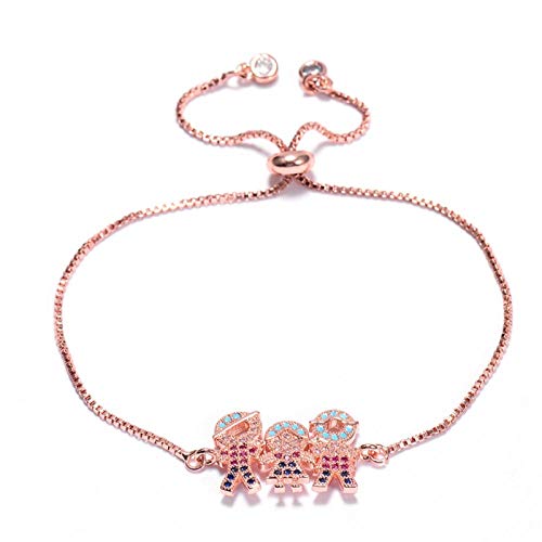 KCHSRKHXC Familie Kubik Zirkonia Charme Rose Farbe Verstellbare Kette Frauenschmuck Männer Männer von KCHSRKHXC