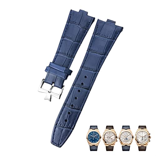 KCHSRKHXC For Overseas Black Blue Brown Bamboo Grain Watch Bands 25mm Leather Convex Interface Watch Strap von KCHSRKHXC