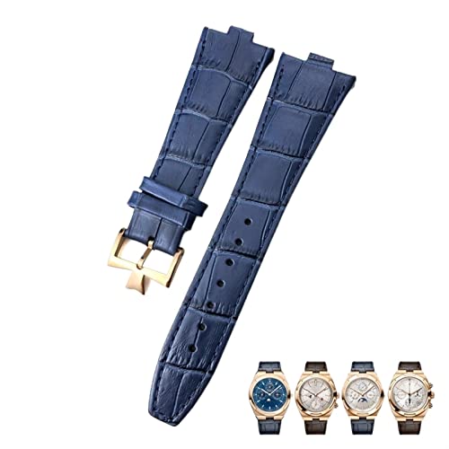 KCHSRKHXC For Overseas Black Blue Brown Bamboo Grain Watch Bands 25mm Leather Convex Interface Watch Strap von KCHSRKHXC