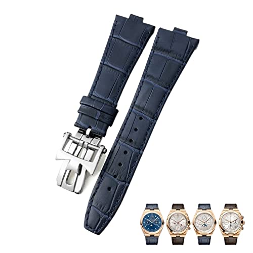 KCHSRKHXC For suitable for Vacheron Constantin Overseas Black Blue Brown Bamboo Grain Watch Bands 25mm Leather Convex Interface Watch Strap von KCHSRKHXC