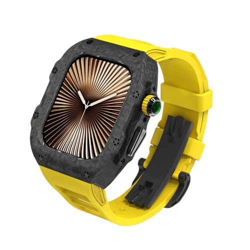 KCHSRKHXC Für 42 mm 44 mm 45 mm 46 mm 49 mm Luxus Carbonfasergehäuse Watch -Gurt -Modifikations -Kit ， Für die IWatch -Serie 10 42 mm 9 8 7 6 5 4 SE Fluororubber Band Mod Kits von KCHSRKHXC