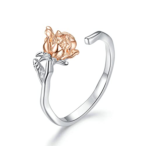 KCHSRKHXC Graceful Rose Open Adjustable Plated Finger Rings For Women Fine Jewelry von KCHSRKHXC