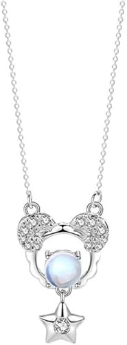KCHSRKHXC Halskette Halskette, Zodiac Sterling für Frauen elegante Damen Zirkonia Kristallmondstein Anhänger Geschenk Juwely Mädchen Geburtstagsgeschenk von KCHSRKHXC