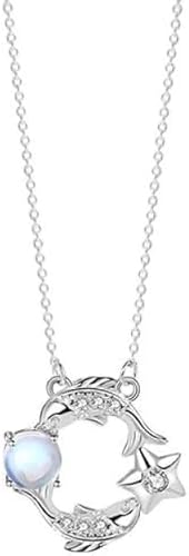 KCHSRKHXC Halskette Halskette, Zodiac Sterling für Frauen elegante Damen Zirkonia Kristallmondstein Anhänger Geschenk Juwely Mädchen Geburtstagsgeschenk von KCHSRKHXC