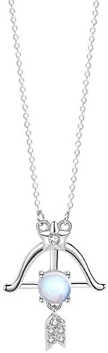 KCHSRKHXC Halskette Halskette, Zodiac Sterling für Frauen elegante Damen Zirkonia Kristallmondstein Anhänger Geschenk Juwely Mädchen Geburtstagsgeschenk von KCHSRKHXC