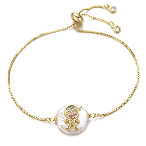 KCHSRKHXC Jungen und Mädchen Family Slider Kette Natural Shell Cubic Zirkonia Charme Frauen Mode Schmuck von KCHSRKHXC