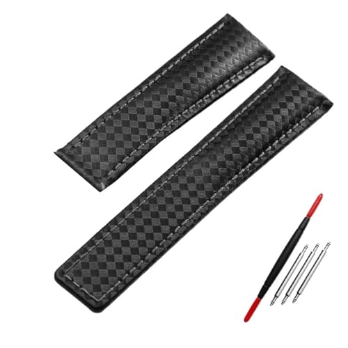 KCHSRKHXC Kohlefasermuster echtes Lederband 20mm 22 m für Tag He-Uer F1 Watchband-Armbanduhr Band Leder Uhrenarmband von KCHSRKHXC