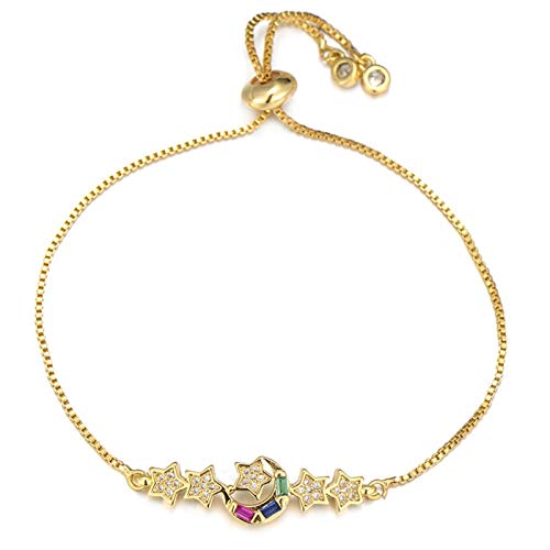 KCHSRKHXC Lady Lover Moon und Star Charm Cubic Zirkonia Slider Kette Hochzeitsfeier Schmuck von KCHSRKHXC