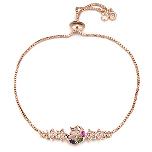 KCHSRKHXC Lady Lover Moon und Star Charm Cubic Zirkonia Slider Kette Hochzeitsfeier Schmuck von KCHSRKHXC
