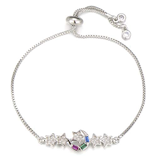 KCHSRKHXC Lady Lover Moon und Star Charm Cubic Zirkonia Slider Kette Hochzeitsfeier Schmuck von KCHSRKHXC