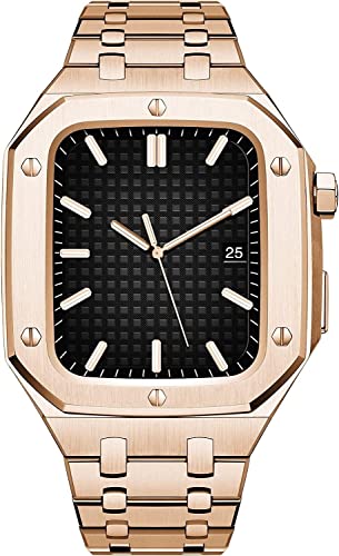 KCHSRKHXC Luxus Edelstahl Metal Watch Hülle und Band Mod Kit , für Serie 9 8 7 6 Se 5 4 , Stahluhrgurt Lünette , für iWatch 44mm 45 mm DIY Royal Oak Retrofit KCHSRKHXC Luxus Edelstahl Metal Watch Hülle und Band Mod Kit , für Serie 9 8 7 6 Se 5 4 , Stahluhrgurt Lünette , für iWatch 44mm 45 mm DIY Royal Oak Retrofit von KCHSRKHXC