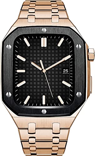 KCHSRKHXC Luxus Edelstahl Metal Watch Hülle und Band Mod Kit , für Serie 9 8 7 6 Se 5 4 , Stahluhrgurt Lünette , für iWatch 44mm 45 mm DIY Royal Oak Retrofit KCHSRKHXC Luxus Edelstahl Metal Watch Hülle und Band Mod Kit , für Serie 9 8 7 6 Se 5 4 , Stahluhrgurt Lünette , für iWatch 44mm 45 mm DIY Royal Oak Retrofit von KCHSRKHXC