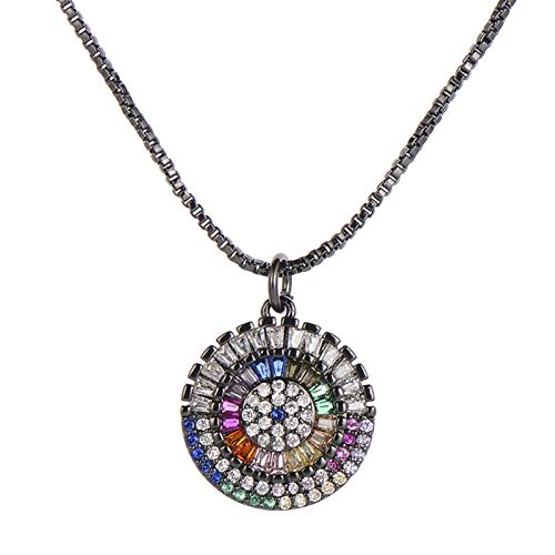 KCHSRKHXC Luxus -Prinzessin geschnittene runde Anhänger Halskette Kubikzirkonia böse Augen Halskette und angehender weiblicher Schmuck von KCHSRKHXC