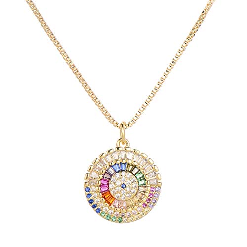 KCHSRKHXC Luxus -Prinzessin geschnittene runde Anhänger Halskette Kubikzirkonia böse Augen Halskette und angehender weiblicher Schmuck von KCHSRKHXC