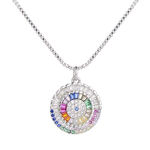 KCHSRKHXC Luxus -Prinzessin geschnittene runde Anhänger Halskette Kubikzirkonia böse Augen Halskette und angehender weiblicher Schmuck von KCHSRKHXC