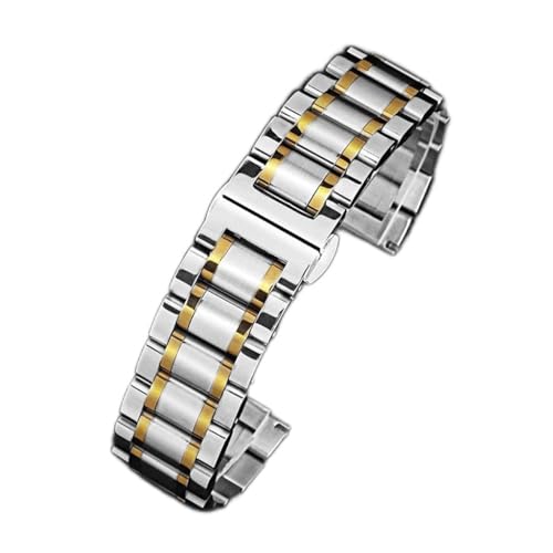KCHSRKHXC Massive Edelstahl -Uhrenbandbänder Silber Gold Schwarz 16mm 18 mm 20 mm 22 mm 24mm Metall Uhrenbandgurt Armband Armband (D, 20mm) von KCHSRKHXC