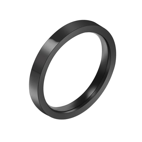 KCHSRKHXC Mens Ring Custom Engraving Rings for Mens Stainless Steel,Round Polished 3MM Men Ring Black Simple Rings for Men von KCHSRKHXC