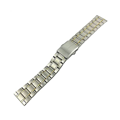 KCHSRKHXC Metall Edelstahl Ersatzgurt Watch Band Flachschnalle Handgelenksband Silber Gold, Silberarmband, 12 14 16 18 20 22 mm Armband von KCHSRKHXC