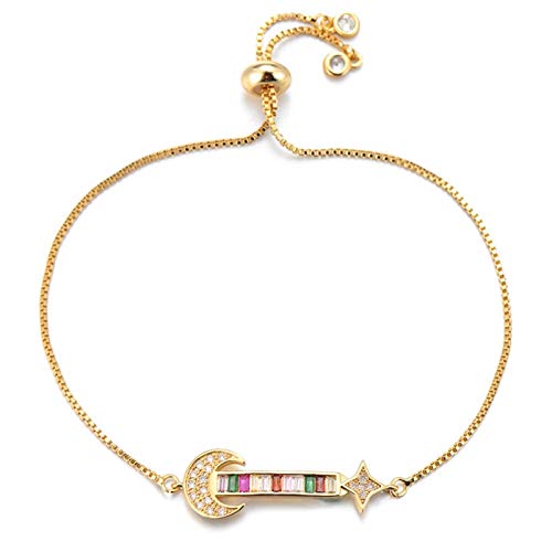 KCHSRKHXC Mode einzigartige Mond- und Star -Gitarrenpaar Charm Cubic Zirkonia Damen Verstellbarer Hochzeit Schmuck von KCHSRKHXC
