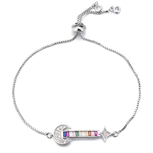 KCHSRKHXC Mode einzigartige Mond- und Star -Gitarrenpaar Charm Cubic Zirkonia Damen Verstellbarer Hochzeit Schmuck von KCHSRKHXC