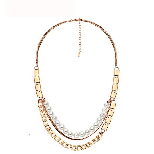 KCHSRKHXC Multi -Layer -Simulierte Perle Rose Farblegierung Kettenketten für Frauen Schmuck von KCHSRKHXC