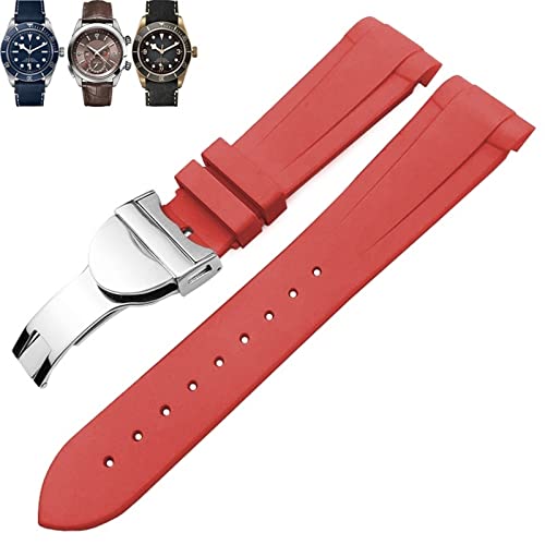 KCHSRKHXC Natural Gummi Watchband 20mm 22 mm Special für Tudor Black Bay 1958 39 mm 41 mm GMT Pelagos Pin/Faltschnalle -Gurt von KCHSRKHXC