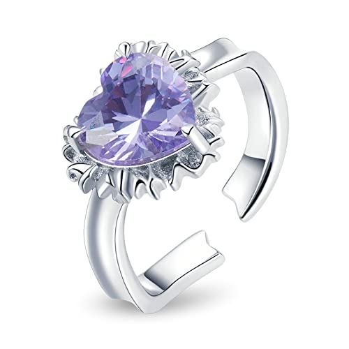 KCHSRKHXC Princess Big Purple Heart Crystal Open Ring Waves Adjustable Ring For Women Wedding KCHSRKHXC Princess Big Purple Heart Crystal Open Ring Waves Adjustable Ring For Women Wedding von KCHSRKHXC