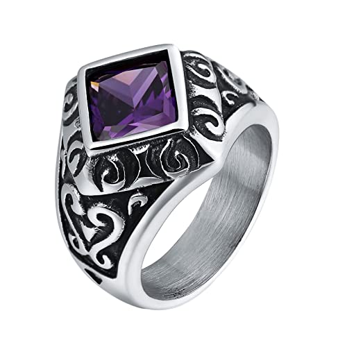 KCHSRKHXC Ring for Men Gothic,Ring for Men Cheap Square Stone with Vintage Flower Mens Rings Stainless Steel Red KCHSRKHXC Ring for Men Gothic,Ring for Men Cheap Square Stone with Vintage Flower Mens Rings Stainless Steel Red von KCHSRKHXC