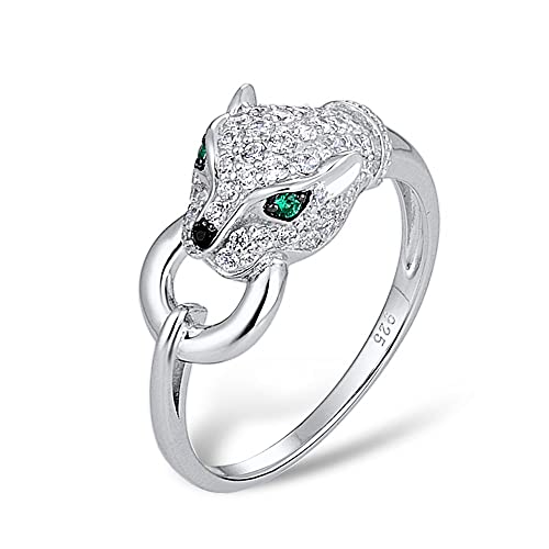 KCHSRKHXC Ring für Frauen reiner Leopard Panther Ring Kubikzirkonia Ringe Party Fein Schmuck von KCHSRKHXC