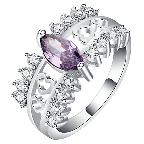 KCHSRKHXC Rings Engagement Women,Marquise with Heart Cubic Zirconia Purple Woman Ring Rings for Wedding Women Ring Size L 1/2-T 1/2 von KCHSRKHXC