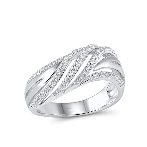 KCHSRKHXC Rings For Women Engagement Wedding Ring White Cubic Zirconia Stone Pure Chic Jewelry von KCHSRKHXC