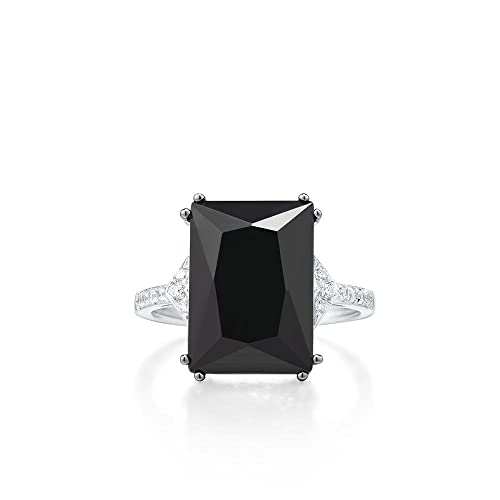 KCHSRKHXC Rings For Women Genuine -cut Black Glass Cubic Zirconia Party Jewelry von KCHSRKHXC