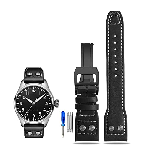 KCHSRKHXC Rivet Leather Watch Strap For Pilots Iw500916 Waterproof Sweat Proof Soft And Comfortable Watchband Accessories 21 22mm WatchbandS von KCHSRKHXC