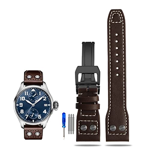 KCHSRKHXC Rivet Leather Watch Strap For Pilots Iw500916 Waterproof Sweat Proof Soft And Comfortable Watchband Accessories 21 22mm WatchbandS von KCHSRKHXC