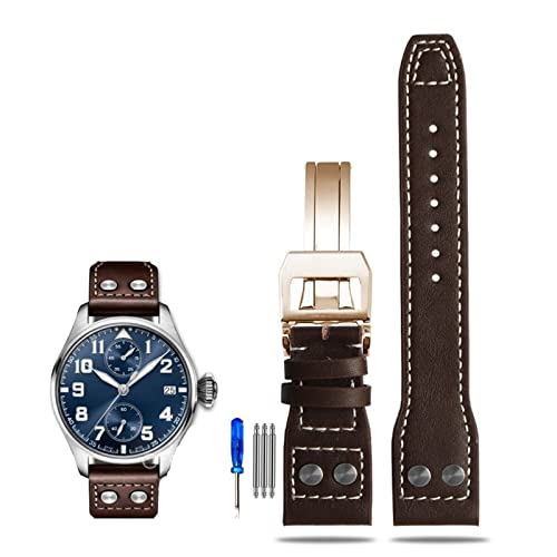 KCHSRKHXC Rivet Leather Watch Strap For Pilots Iw500916 Waterproof Sweat Proof Soft And Comfortable Watchband Accessories 21 22mm WatchbandS von KCHSRKHXC
