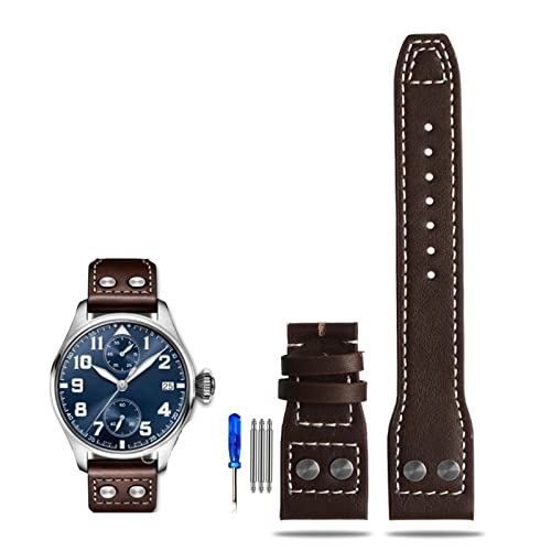 KCHSRKHXC Rivet Leather Watch Strap For Pilots Iw500916 Waterproof Sweat Proof Soft And Comfortable Watchband Accessories 21 22mm WatchbandS von KCHSRKHXC