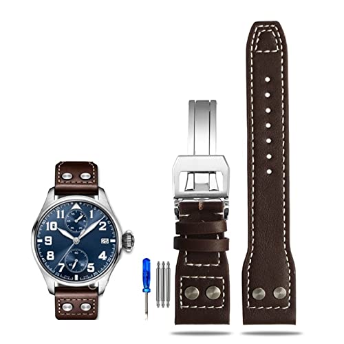 KCHSRKHXC Rivet Leather Watch Strap For Pilots Iw500916 Waterproof Sweat Proof Soft And Comfortable Watchband Accessories 21 22mm WatchbandS von KCHSRKHXC