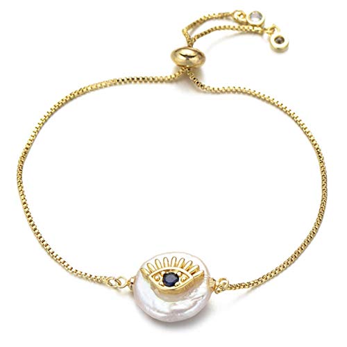 KCHSRKHXC Schieberkette für Jungen und Mädchen, natürliche Muschel, Zirkonia, Modeschmuck von KCHSRKHXC