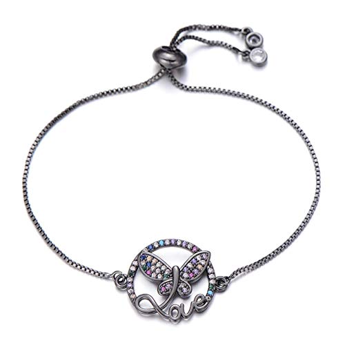 KCHSRKHXC Schöne Buchstabe Liebe Schmetterling Frauen verstellbare Kette Zirkonia für Frauen Liebhaber Mädchen Schmuck von KCHSRKHXC