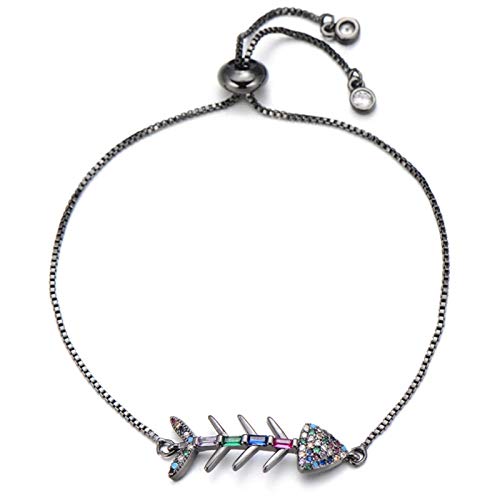 KCHSRKHXC Schöne mehrfarbige Kubikzirkonia -Fischknochen für Frauen Mädchen Verstellbarer Kettenschmuck Geschenk von KCHSRKHXC