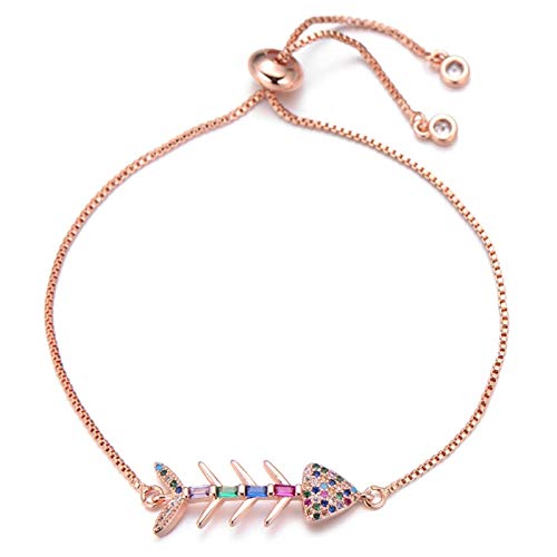 KCHSRKHXC Schöne mehrfarbige Kubikzirkonia -Fischknochen für Frauen Mädchen Verstellbarer Kettenschmuck Geschenk von KCHSRKHXC