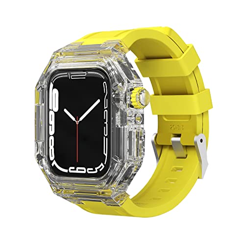 KCHSRKHXC Silikon Uhrengurt Transparent Watch Hülle ， für Band 45 mm 44 mm 41 mm 40 mm Mod Kit Lünette ， für die IWatch -Serie 8 7 SE 6 5 4 Seris Watch Bracelet Upgrade von KCHSRKHXC