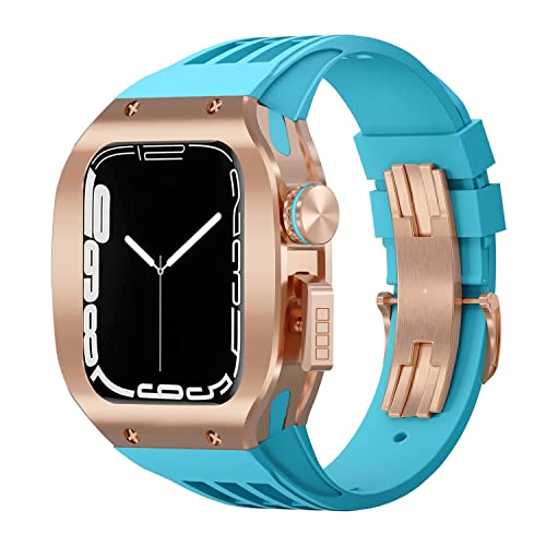 KCHSRKHXC Sport Rubber Watch Band Titanium Alloy Watch Case Modification Kit ， für 8 7 6 5 4 SE 44mm 45mm Serie Uhr Upgrade -Austausch Luxus Uhrengurt Kit von KCHSRKHXC