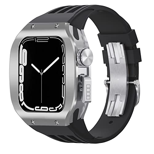 KCHSRKHXC Sport Rubber Watch Band Titanium Alloy Watch Case Modification Kit ， für 8 7 6 5 4 SE 44mm 45mm Serie Uhr Upgrade -Austausch Luxus Uhrengurt Kit von KCHSRKHXC