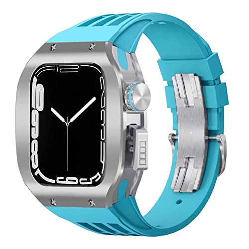 KCHSRKHXC Sport Rubber Watch Band Titanium Alloy Watch Case Modification Kit ， für 8 7 6 5 4 SE 44mm 45mm Serie Uhr Upgrade -Austausch Luxus Uhrengurt Kit von KCHSRKHXC